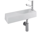 Lave-mains pour toilettes, suspendu et compacte, parfait pour les espaces restreints, Largeur 48 cm, Profondeur 16,5 cm, Hauteur 10 cm, résine minéral, Livraison 5-7 jours OFFERTE.